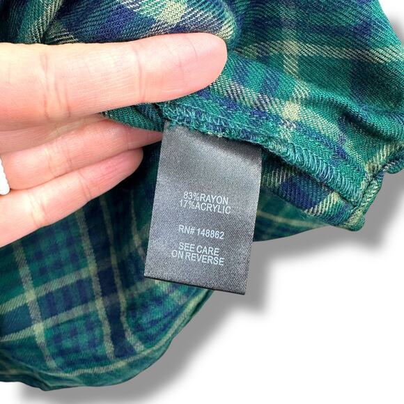Torrid NWT Harper Brushed Green Plaid Softest Flannel Tunic Pullover Top Size 00 - Picture 10 of 10